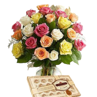 25 colorful roses with chokolates | Flower Delivery Kostroma