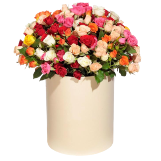 Mixed roses in a hatbox | Flower Delivery Kostroma